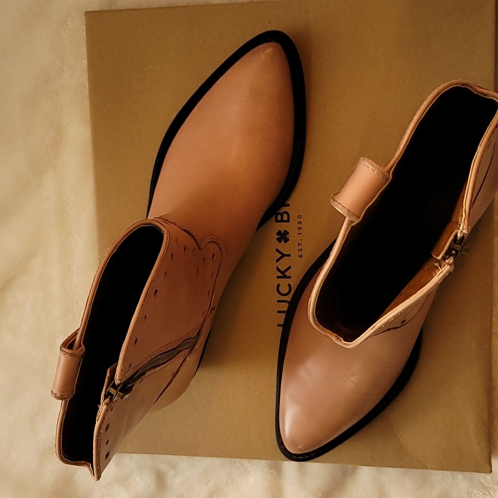 Lucky Brand Chantelx Western-Inspired Leather Bootie - Picture 8 of 10